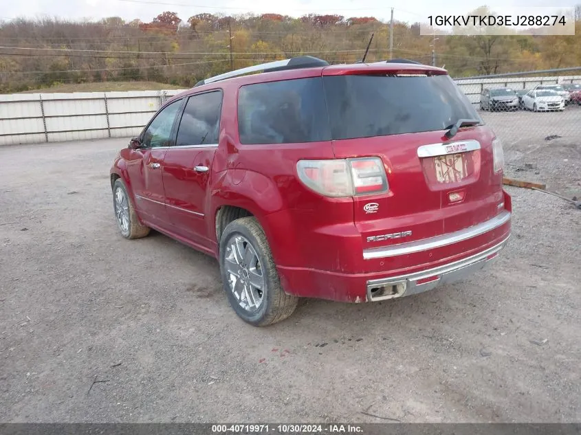 2014 GMC Acadia Denali VIN: 1GKKVTKD3EJ288274 Lot: 40719971