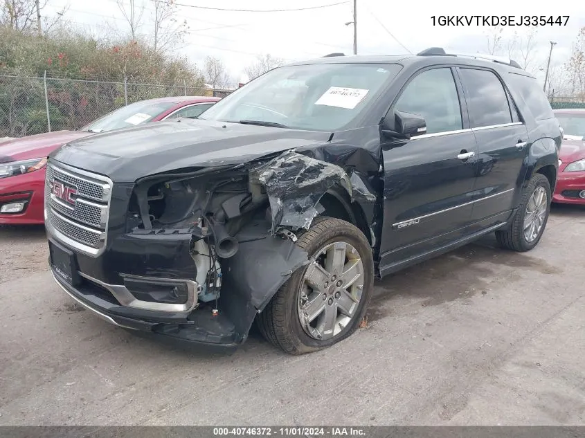 2014 GMC Acadia Denali VIN: 1GKKVTKD3EJ335447 Lot: 40746372