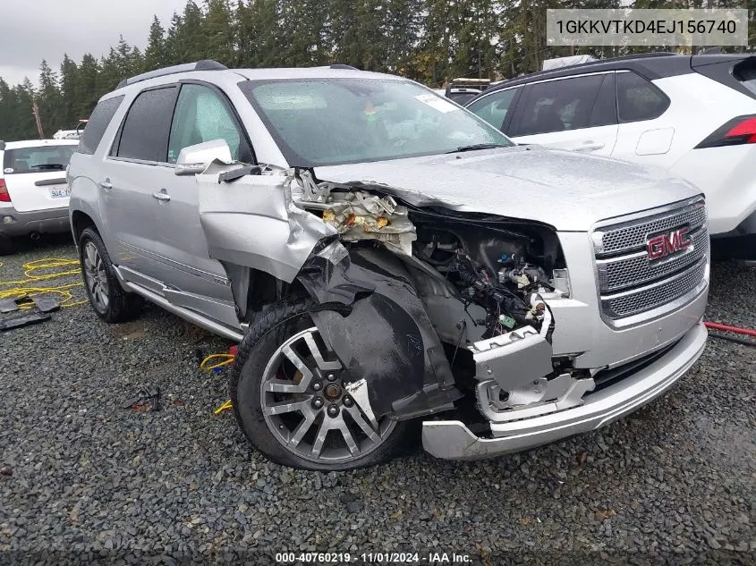 2014 GMC Acadia Denali VIN: 1GKKVTKD4EJ156740 Lot: 40760219