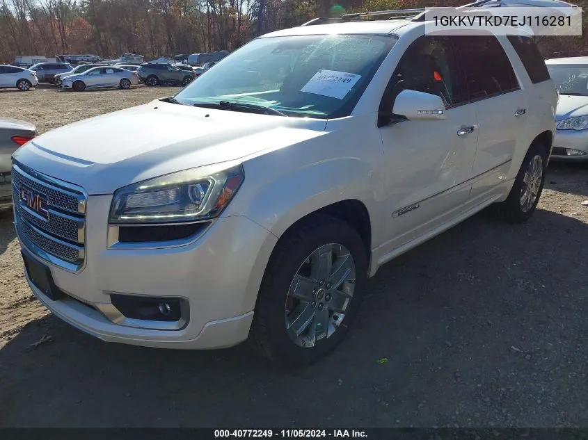 2014 GMC Acadia Denali VIN: 1GKKVTKD7EJ116281 Lot: 40772249