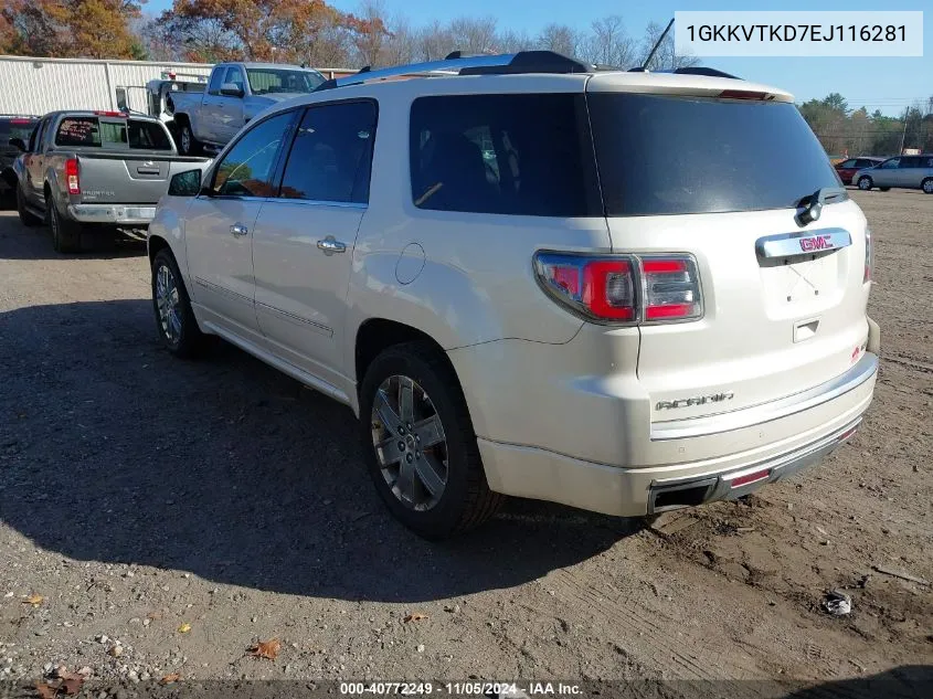 2014 GMC Acadia Denali VIN: 1GKKVTKD7EJ116281 Lot: 40772249