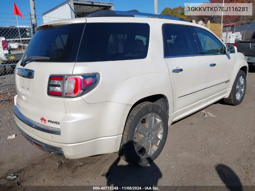 2014 GMC Acadia Denali VIN: 1GKKVTKD7EJ116281 Lot: 40772249