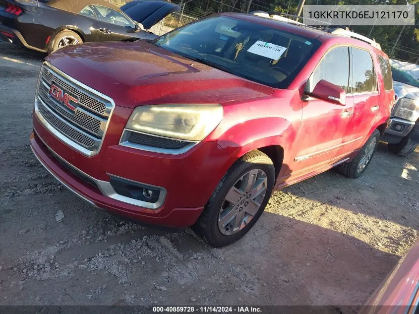 2014 GMC Acadia Denali VIN: 1GKKRTKD6EJ121170 Lot: 40859728