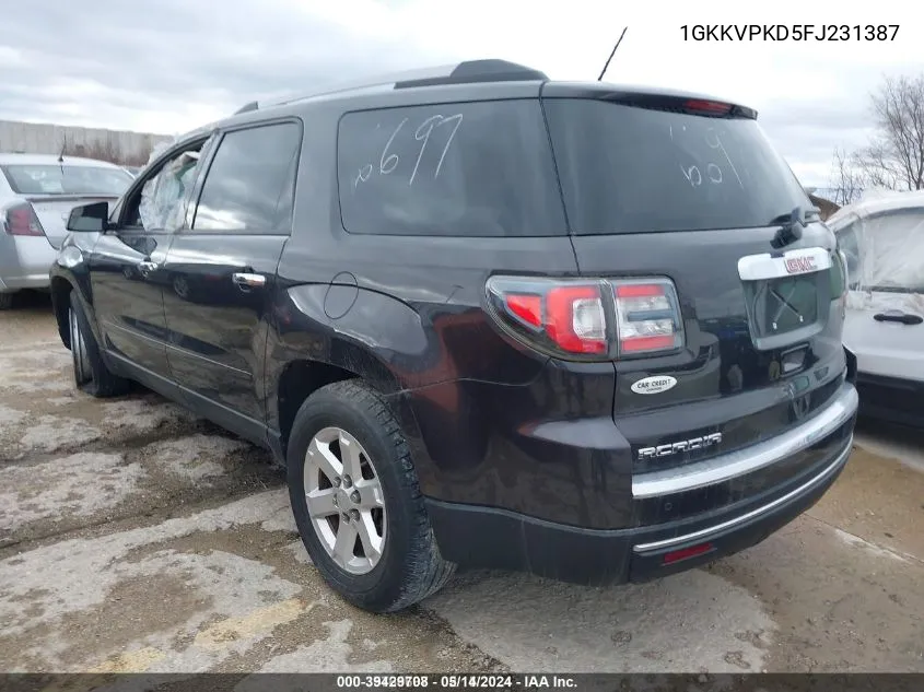 2015 GMC Acadia Sle-2 VIN: 1GKKVPKD5FJ231387 Lot: 39429708