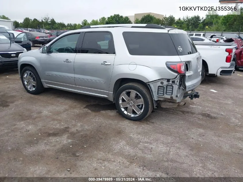 2015 GMC Acadia Denali VIN: 1GKKVTKD2FJ355366 Lot: 39479989