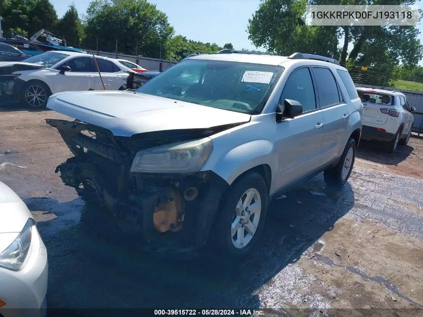 2015 GMC Acadia Sle-2 VIN: 1GKKRPKD0FJ193118 Lot: 39515722