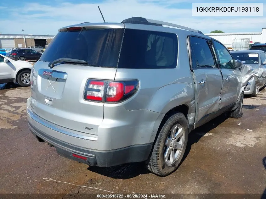 2015 GMC Acadia Sle-2 VIN: 1GKKRPKD0FJ193118 Lot: 39515722