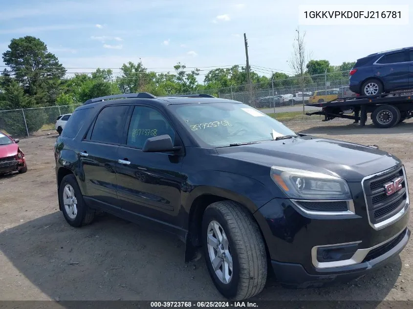 2015 GMC Acadia Sle-2 VIN: 1GKKVPKD0FJ216781 Lot: 39723768