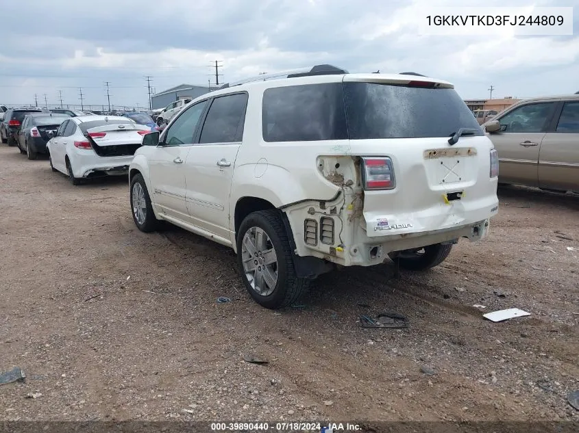 2015 GMC Acadia Denali VIN: 1GKKVTKD3FJ244809 Lot: 39890440