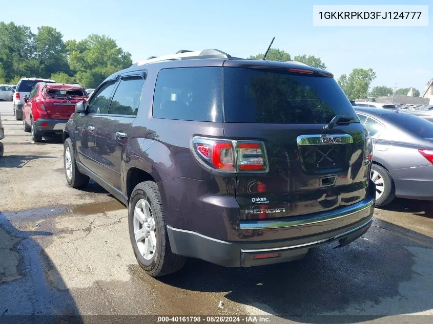 2015 GMC Acadia Sle-2 VIN: 1GKKRPKD3FJ124777 Lot: 40161798