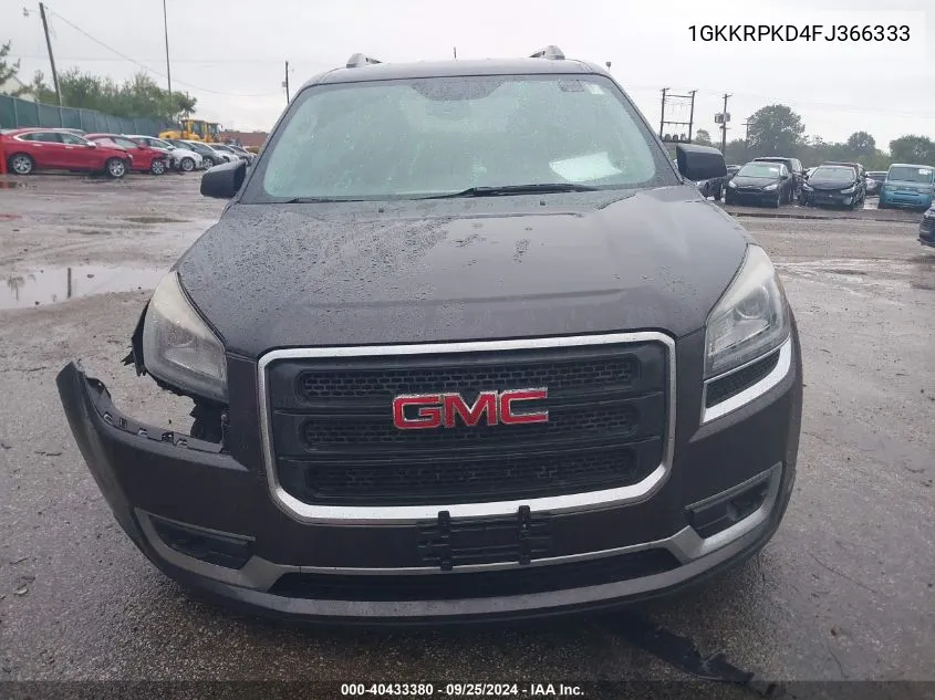 2015 GMC Acadia Sle-2 VIN: 1GKKRPKD4FJ366333 Lot: 40433380