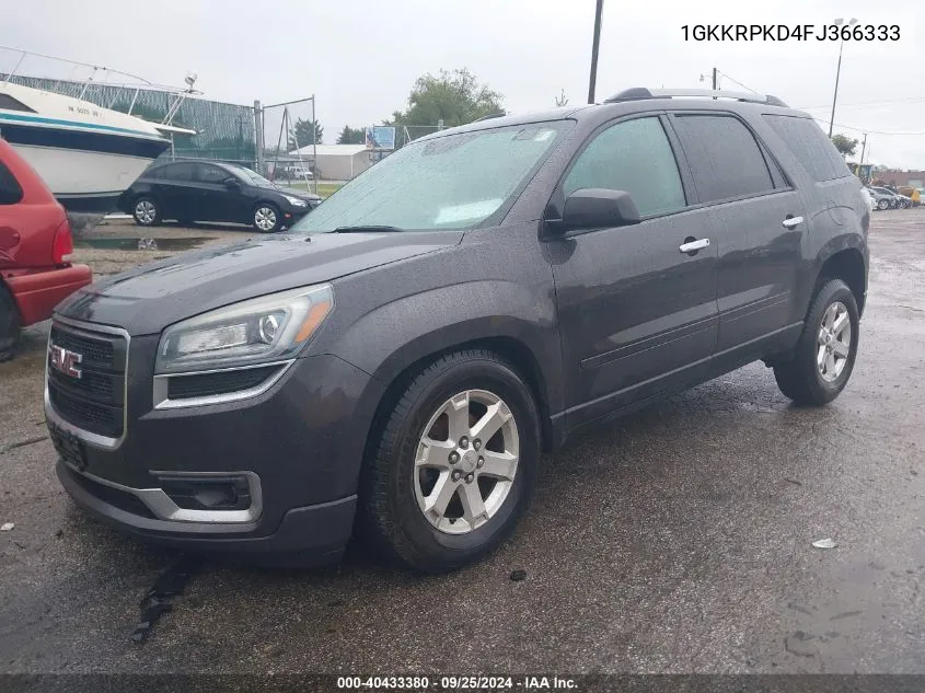 2015 GMC Acadia Sle-2 VIN: 1GKKRPKD4FJ366333 Lot: 40433380