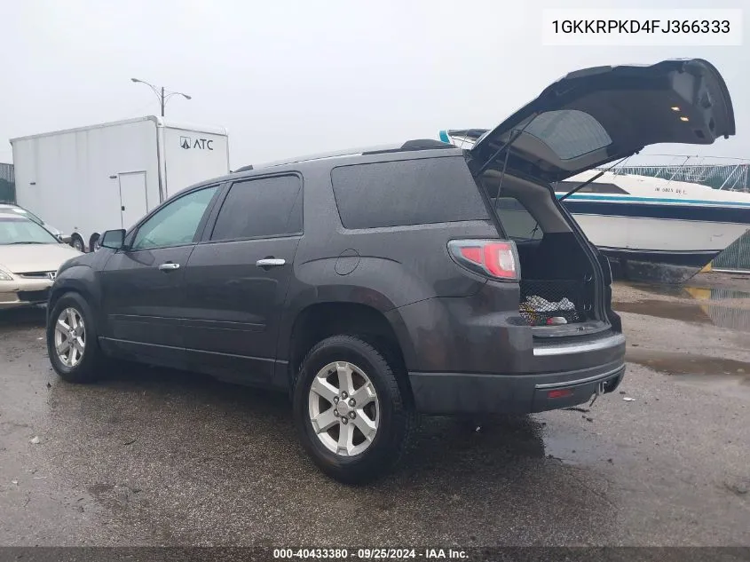 2015 GMC Acadia Sle-2 VIN: 1GKKRPKD4FJ366333 Lot: 40433380