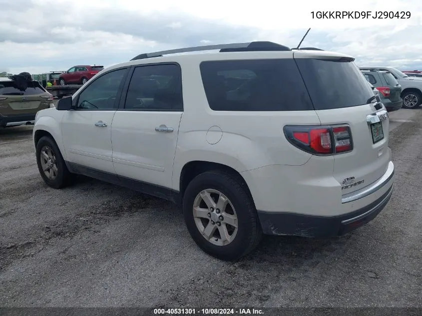 2015 GMC Acadia Sle-2 VIN: 1GKKRPKD9FJ290429 Lot: 40531301