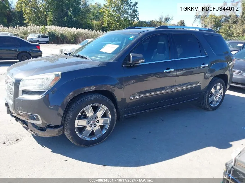 2015 GMC Acadia Denali VIN: 1GKKVTKD0FJ344012 Lot: 40634601