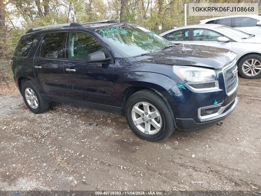 2015 GMC Acadia Sle-2 VIN: 1GKKRPKD6FJ108668 Lot: 40739393