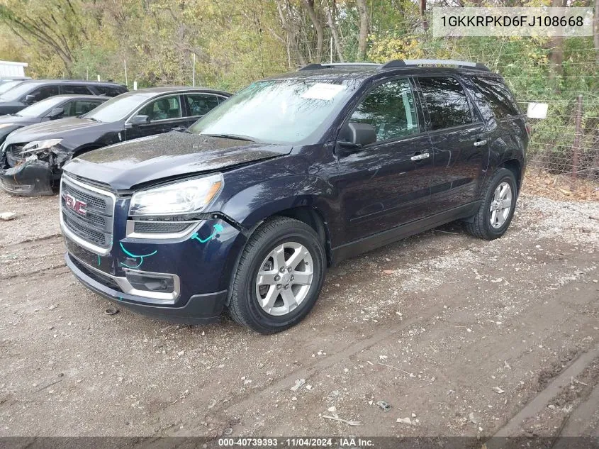 2015 GMC Acadia Sle-2 VIN: 1GKKRPKD6FJ108668 Lot: 40739393