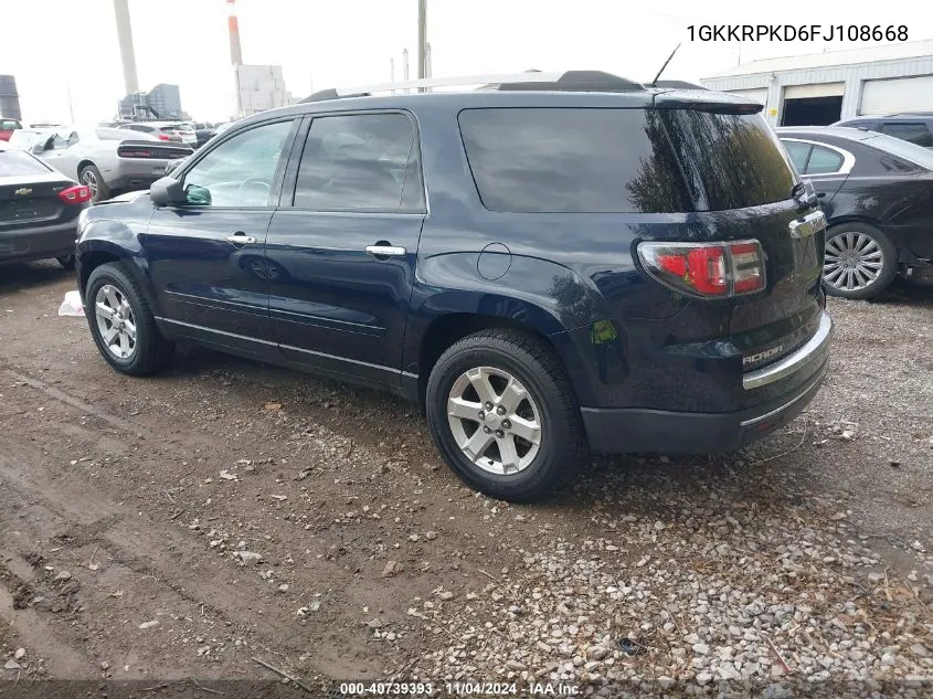 2015 GMC Acadia Sle-2 VIN: 1GKKRPKD6FJ108668 Lot: 40739393