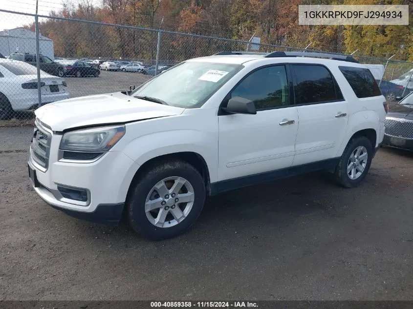 2015 GMC Acadia Sle-2 VIN: 1GKKRPKD9FJ294934 Lot: 40859358