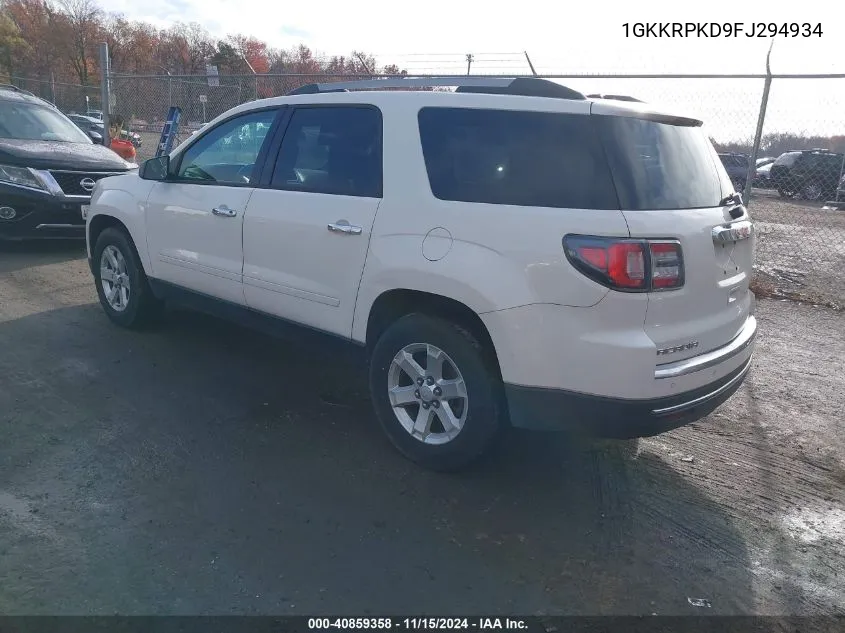 2015 GMC Acadia Sle-2 VIN: 1GKKRPKD9FJ294934 Lot: 40859358