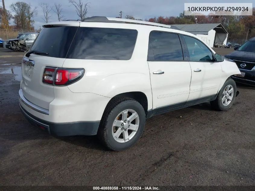 2015 GMC Acadia Sle-2 VIN: 1GKKRPKD9FJ294934 Lot: 40859358