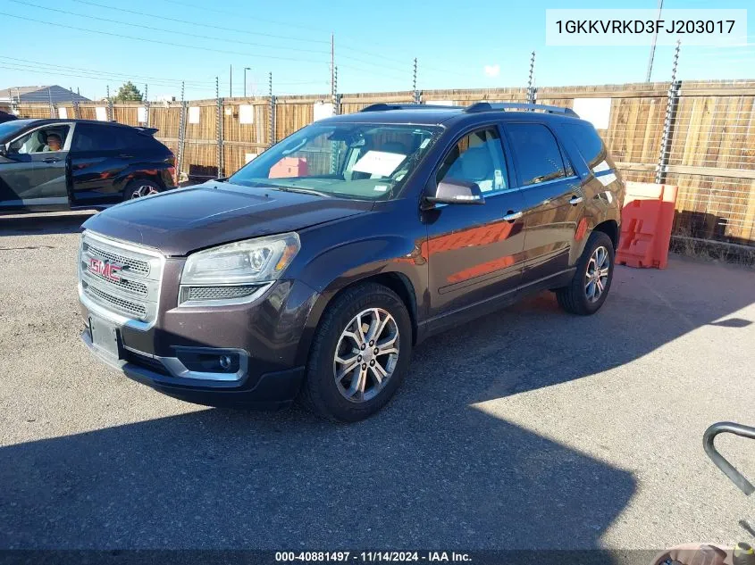 2015 GMC Acadia Slt-1 VIN: 1GKKVRKD3FJ203017 Lot: 40881497