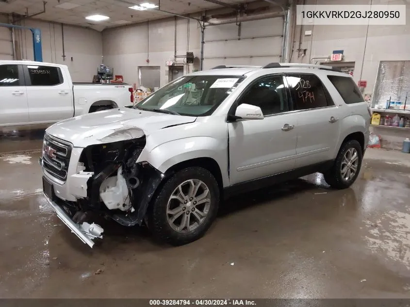 2016 GMC Acadia Slt-1 VIN: 1GKKVRKD2GJ280950 Lot: 39284794