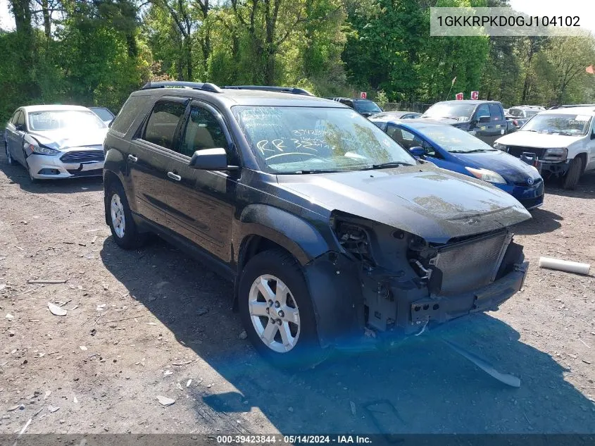 2016 GMC Acadia Sle-2 VIN: 1GKKRPKD0GJ104102 Lot: 39423844