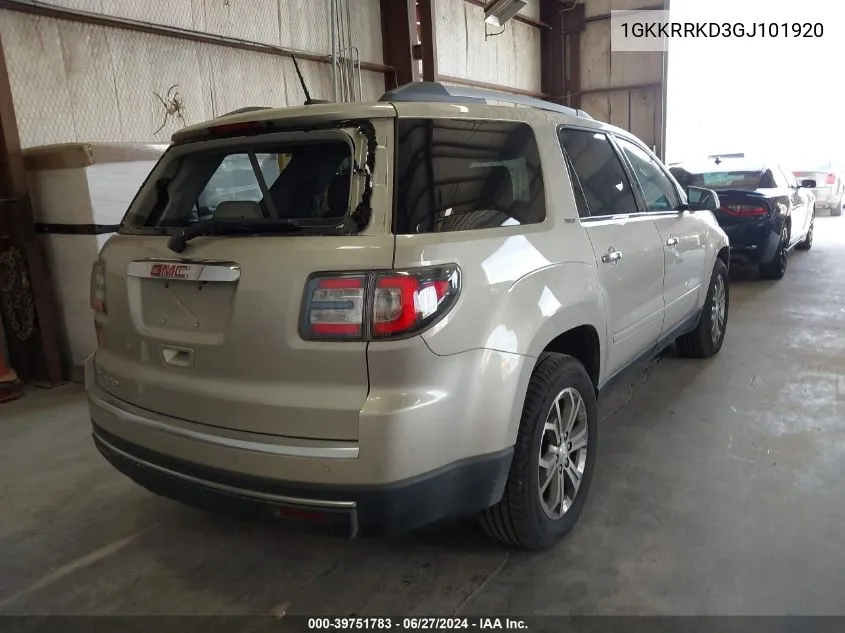 2016 GMC Acadia Slt-1 VIN: 1GKKRRKD3GJ101920 Lot: 39751783