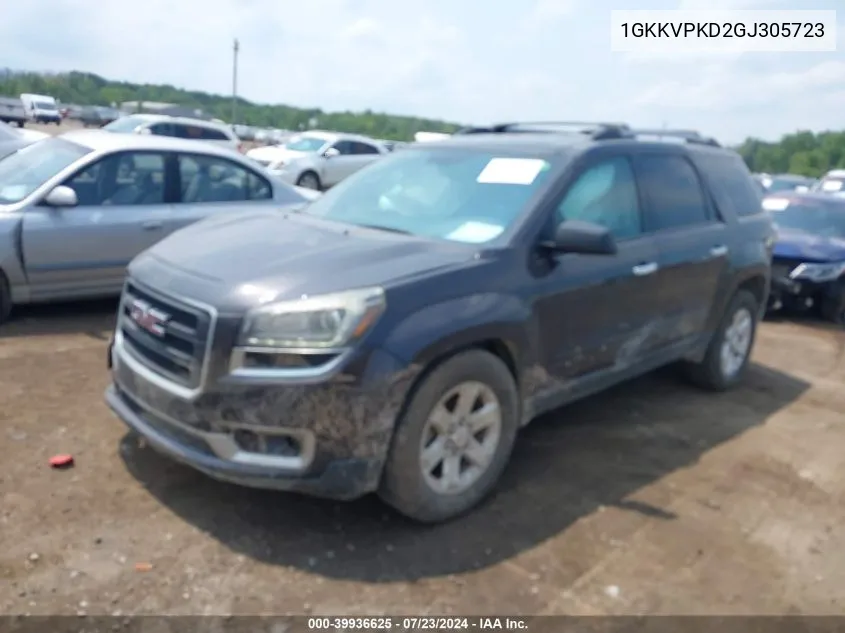 2016 GMC Acadia Sle-2 VIN: 1GKKVPKD2GJ305723 Lot: 39936625