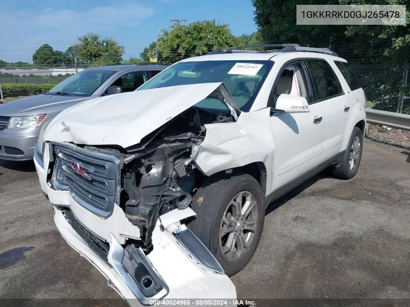 2016 GMC Acadia Slt-1 VIN: 1GKKRRKD0GJ265478 Lot: 40024965