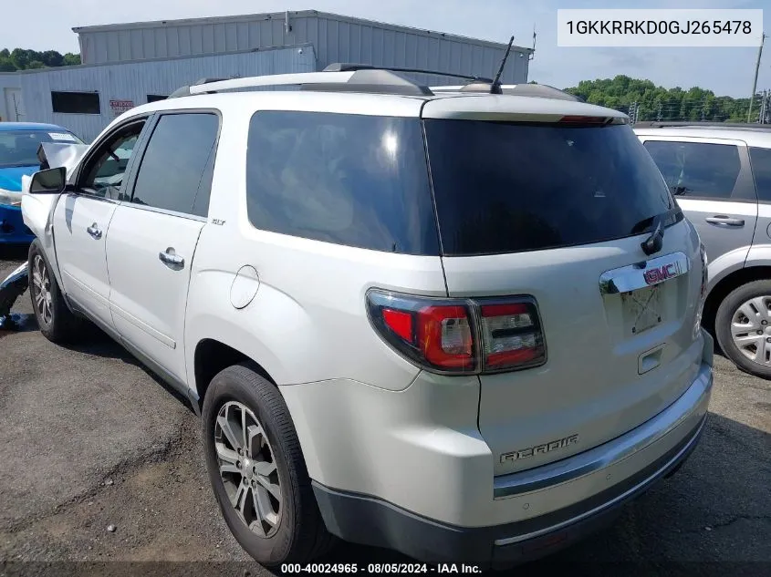 2016 GMC Acadia Slt-1 VIN: 1GKKRRKD0GJ265478 Lot: 40024965