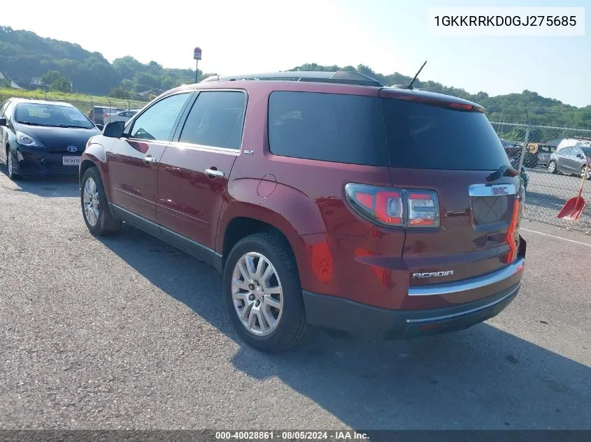 1GKKRRKD0GJ275685 2016 GMC Acadia Slt-1