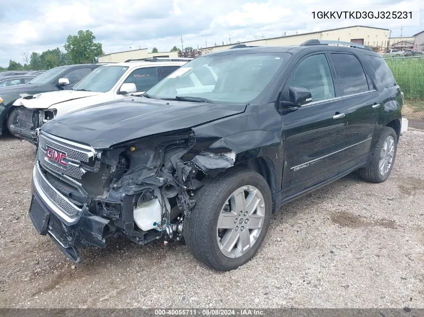 2016 GMC Acadia Denali VIN: 1GKKVTKD3GJ325231 Lot: 40055711