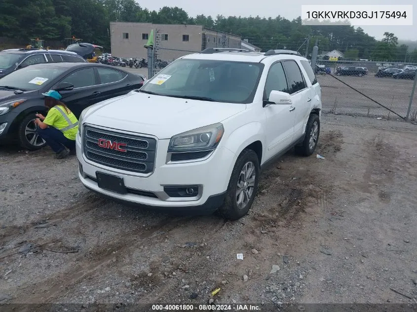 2016 GMC Acadia Slt-1 VIN: 1GKKVRKD3GJ175494 Lot: 40061800