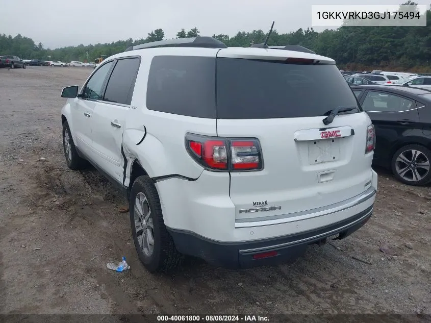 2016 GMC Acadia Slt-1 VIN: 1GKKVRKD3GJ175494 Lot: 40061800