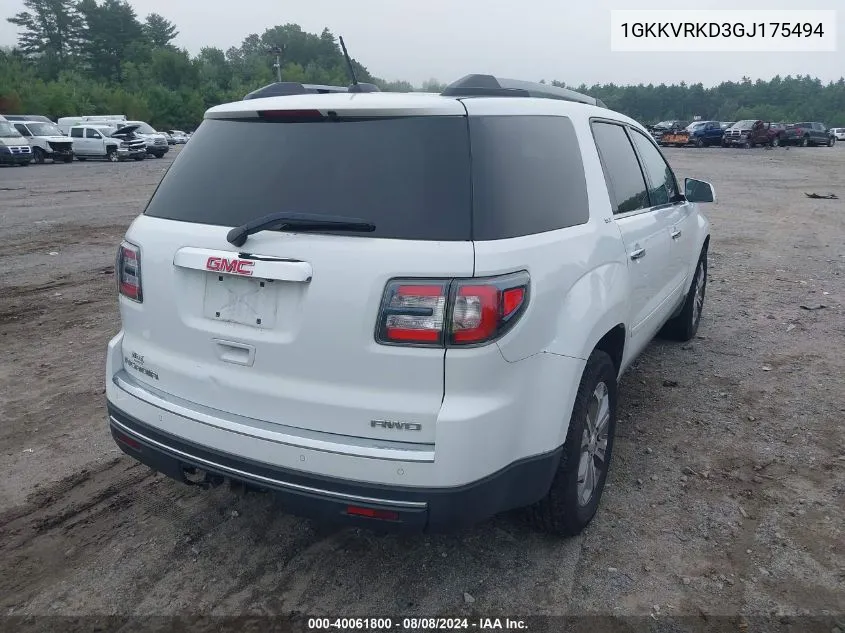 2016 GMC Acadia Slt-1 VIN: 1GKKVRKD3GJ175494 Lot: 40061800