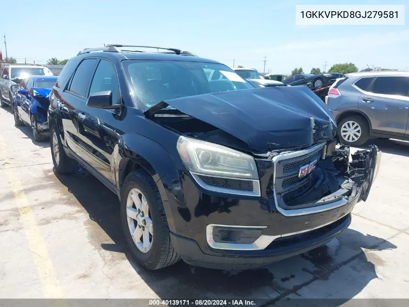 2016 GMC Acadia Sle-2 VIN: 1GKKVPKD8GJ279581 Lot: 40139171