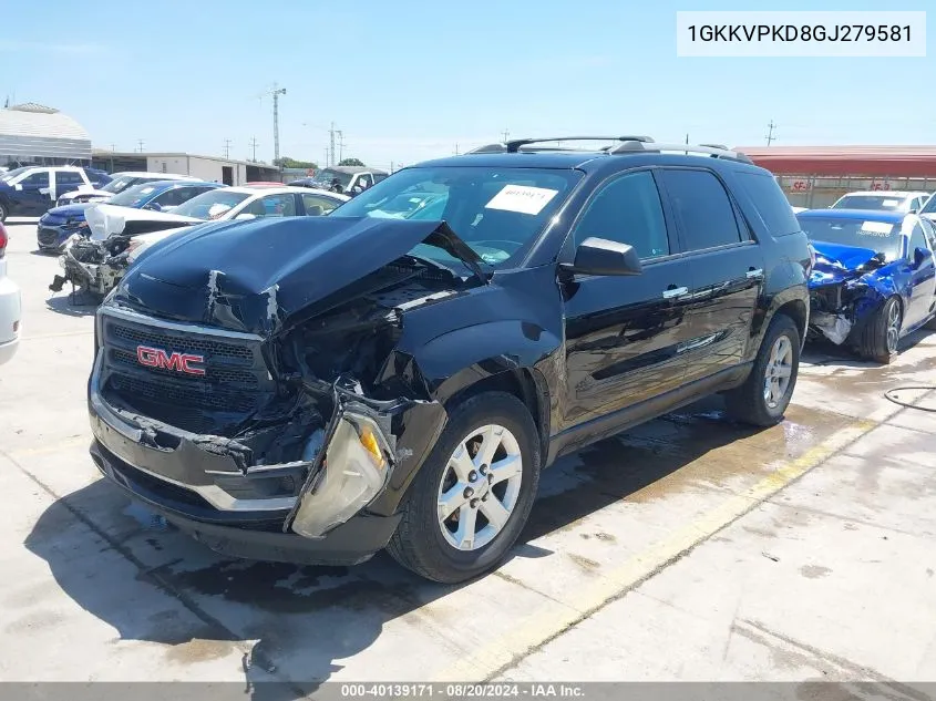 2016 GMC Acadia Sle-2 VIN: 1GKKVPKD8GJ279581 Lot: 40139171