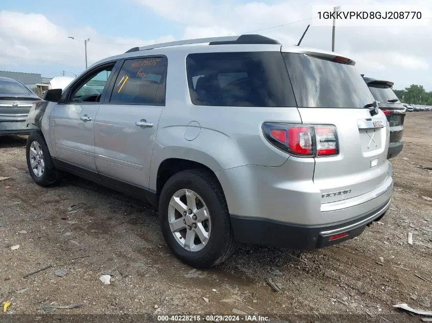 2016 GMC Acadia Sle-2 VIN: 1GKKVPKD8GJ208770 Lot: 40228215