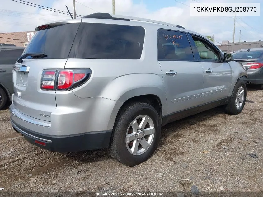 2016 GMC Acadia Sle-2 VIN: 1GKKVPKD8GJ208770 Lot: 40228215