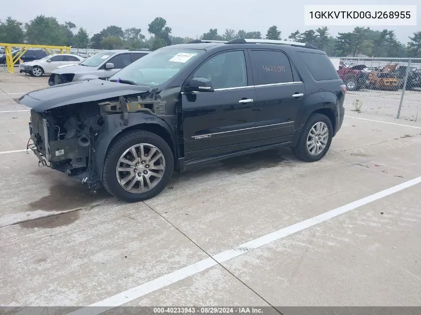 2016 GMC Acadia Denali VIN: 1GKKVTKD0GJ268955 Lot: 40233943