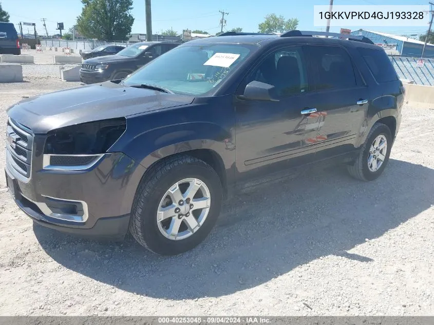 2016 GMC Acadia Sle-2 VIN: 1GKKVPKD4GJ193328 Lot: 40253048