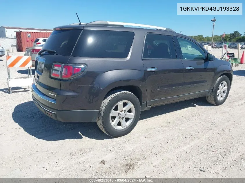 2016 GMC Acadia Sle-2 VIN: 1GKKVPKD4GJ193328 Lot: 40253048