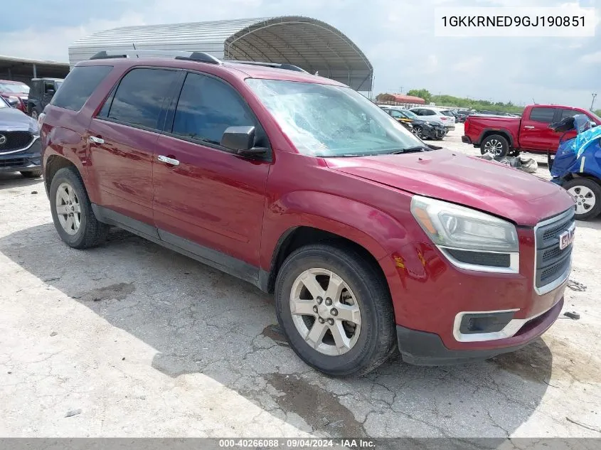 2016 GMC Acadia Sle VIN: 1GKKRNED9GJ190851 Lot: 40266088