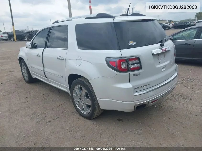 2016 GMC Acadia Denali VIN: 1GKKVTKD0GJ282063 Lot: 40274546