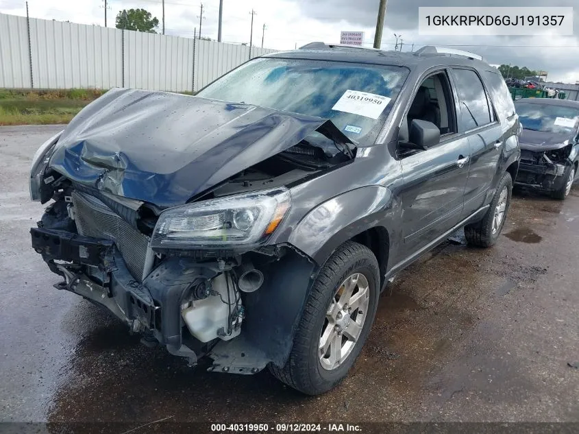 2016 GMC Acadia Sle VIN: 1GKKRPKD6GJ191357 Lot: 40319950