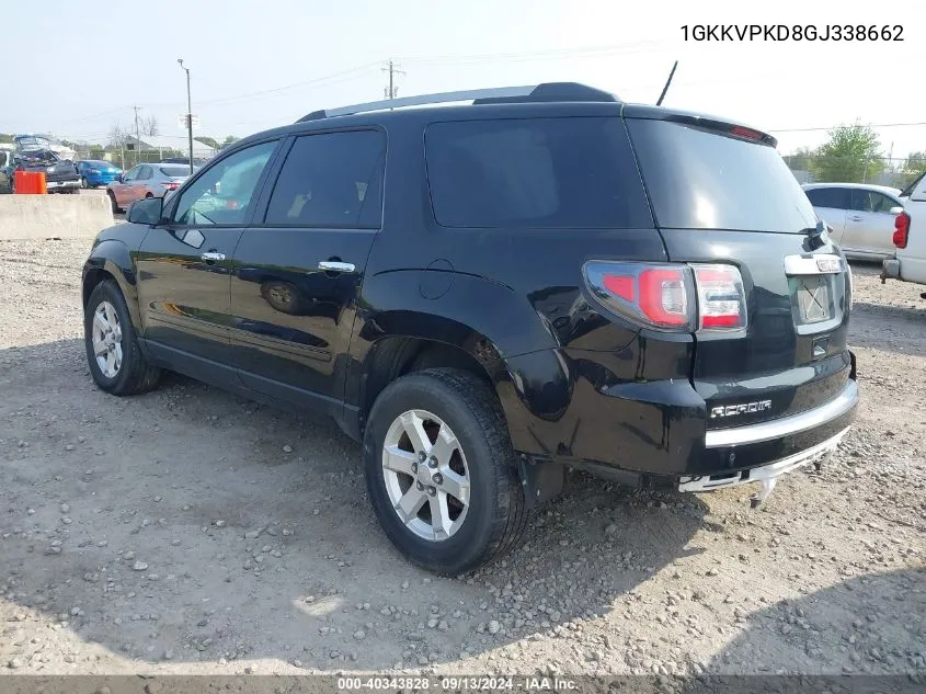 2016 GMC Acadia Sle VIN: 1GKKVPKD8GJ338662 Lot: 40343828