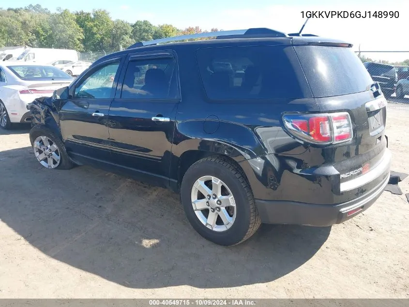 2016 GMC Acadia Sle VIN: 1GKKVPKD6GJ148990 Lot: 40549715