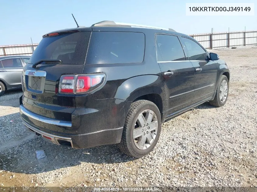 2016 GMC Acadia Denali VIN: 1GKKRTKD0GJ349149 Lot: 40554328